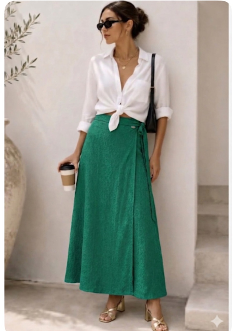 HUGO BOSS Rafika Emerald Green Jacquard Logo Midi Wrap Skirt Size 2